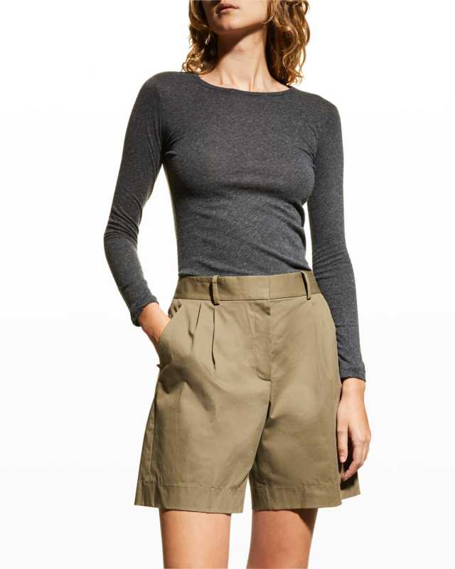 Cotton/Cashmere Long-Sleeve Crewneck Tee